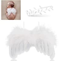 Hifot recien nacido fotografia kit- Bebe plumas ángel alas con diadema set- bebe fotografía Accesorios prop disfraz
